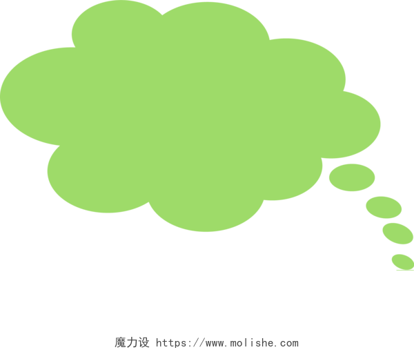 清新绿色云朵气泡对话框